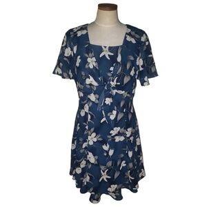 Molly Malloy Vintage Floral Print Self-Tie Front Flounce A-Line Midi Dress 12